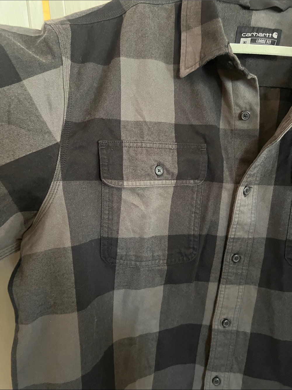 Carhartt Black & Gray Plaid button-down Shirt Jacket sz XL - Picture 4 of 7